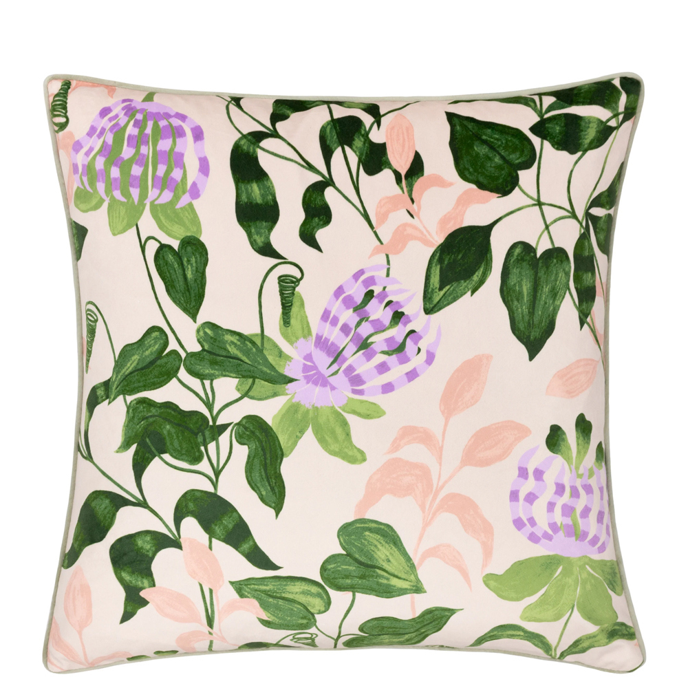 Wylder Passiflora Piped Velvet Cushion